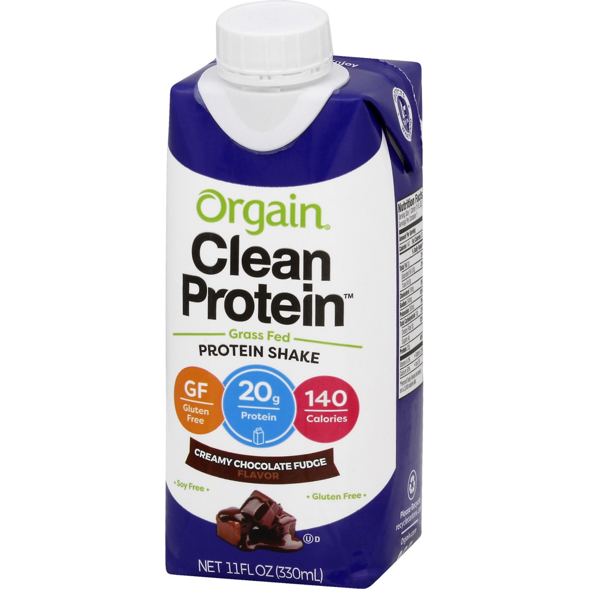 slide 10 of 11, Orgain 20g Grass Fed Clean Protein Grass-Fed Shake- Creamy Chocolate Fudge 11oz, 1ct, 11 fl oz