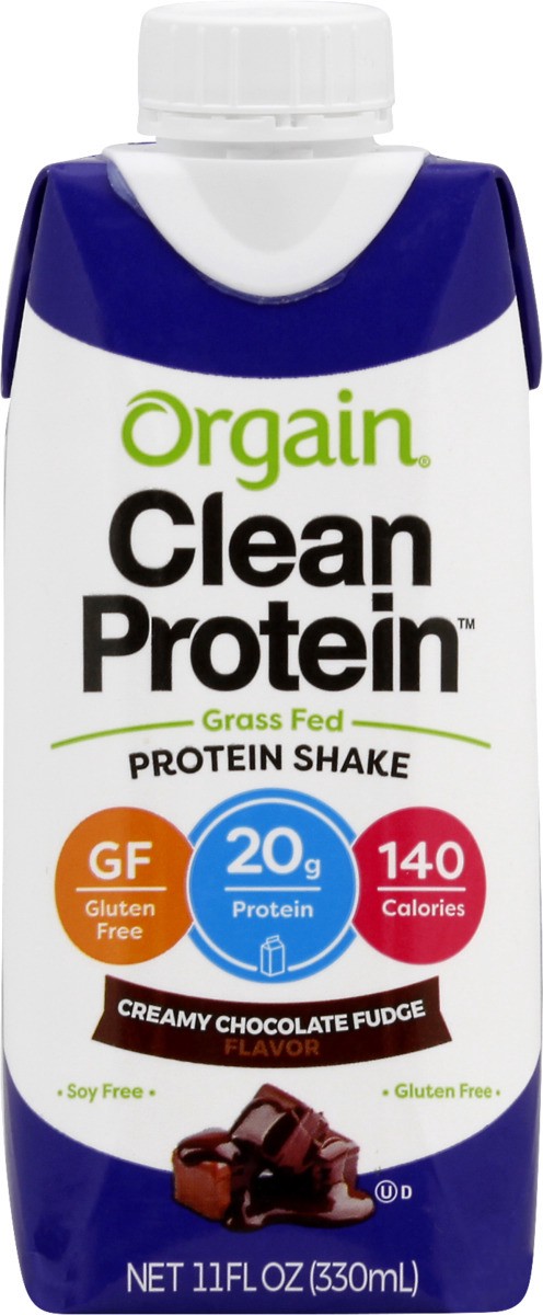 slide 9 of 11, Orgain 20g Grass Fed Clean Protein Grass-Fed Shake- Creamy Chocolate Fudge 11oz, 1ct, 11 fl oz