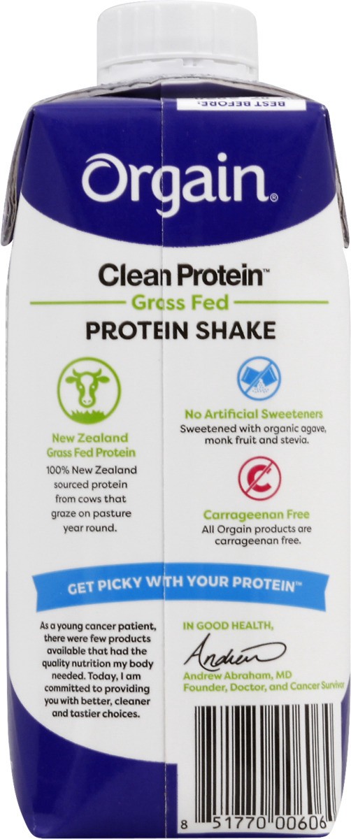 slide 2 of 11, Orgain 20g Grass Fed Clean Protein Grass-Fed Shake- Creamy Chocolate Fudge 11oz, 1ct, 11 fl oz