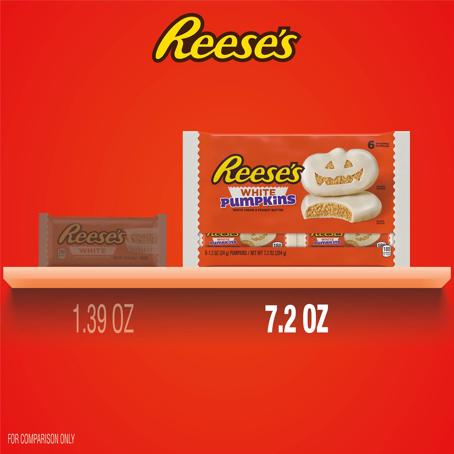 slide 3 of 8, Reese's White Creme Peanut Butter Pumpkins, Halloween Candy Packs, 1.2 oz (6 Count), 1.20 oz