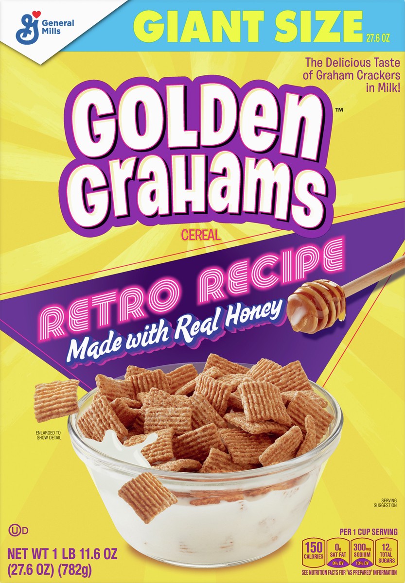 slide 6 of 9, Golden Grahams Breakfast Cereal, Graham Cracker Taste, Made with Whole Grain, Giant Size, 27.6 oz, 27.60 oz