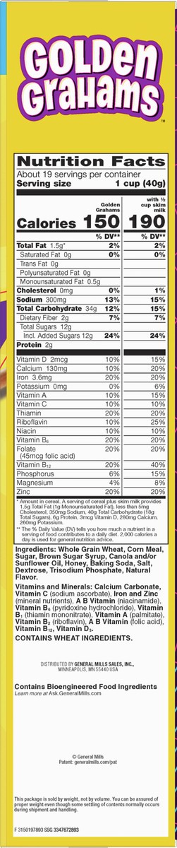 slide 5 of 9, Golden Grahams Breakfast Cereal, Graham Cracker Taste, Made with Whole Grain, Giant Size, 27.6 oz, 27.60 oz