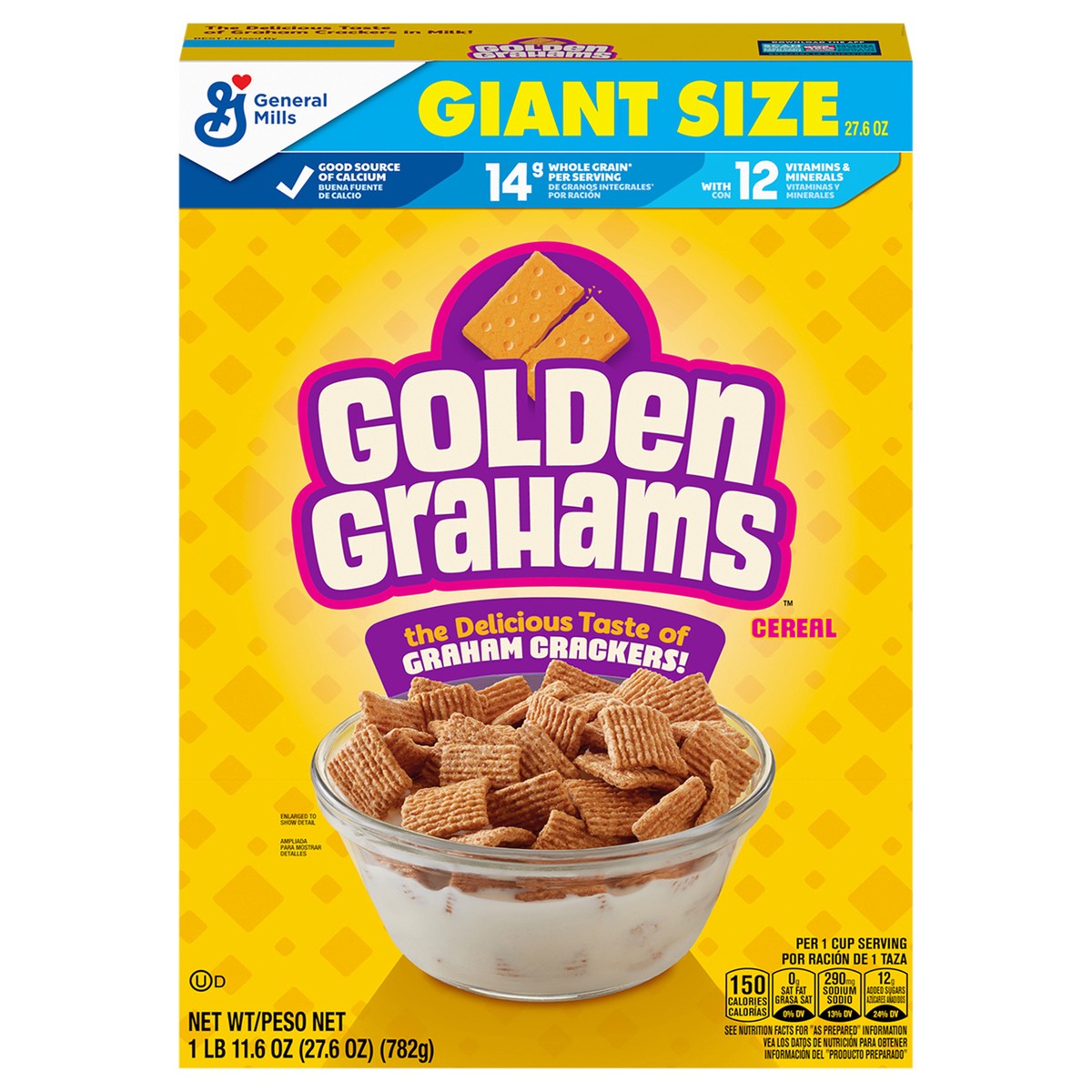 slide 1 of 9, Golden Grahams Breakfast Cereal, Graham Cracker Taste, Made with Whole Grain, Giant Size, 27.6 oz, 27.60 oz