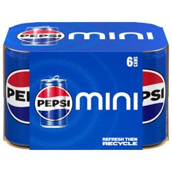 Pepsi Mini Soda Cola 7.5 Fl Oz 6 Count