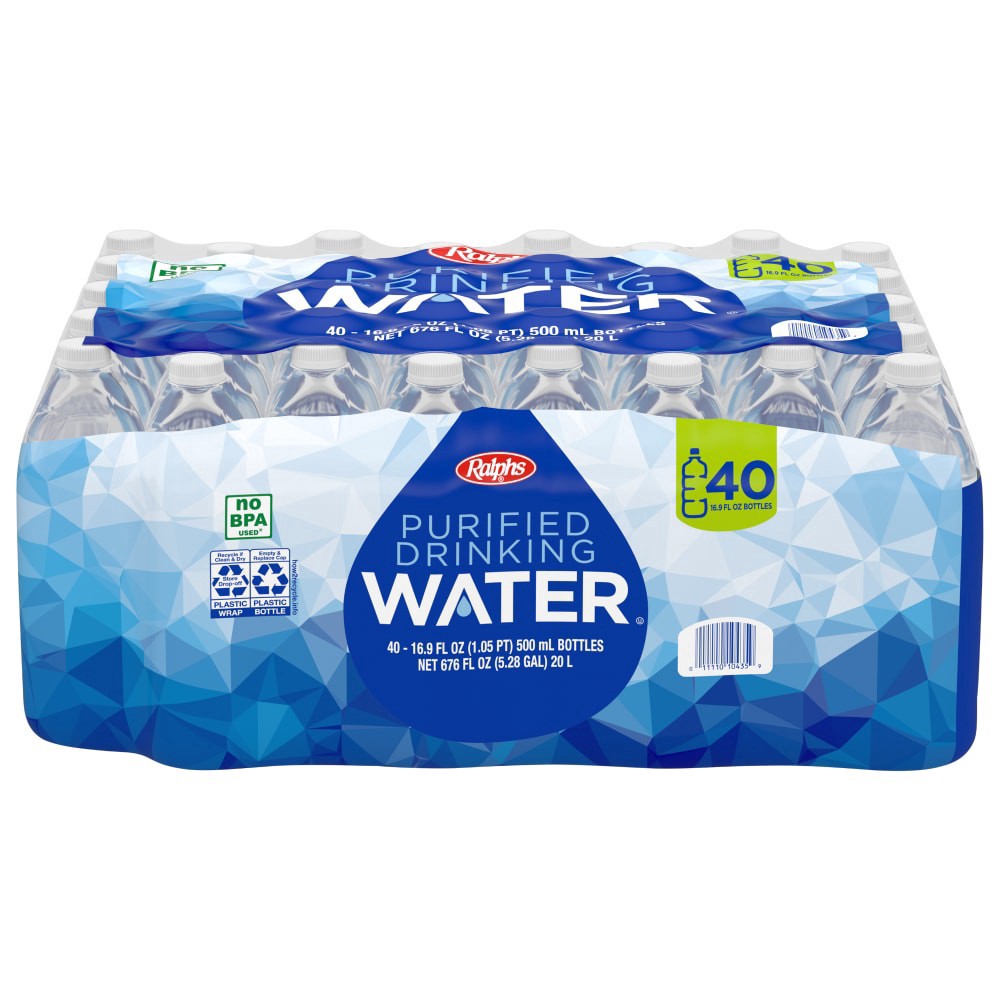 slide 1 of 1, Ralphs Purified Drinking Water, 40 ct; 16 fl oz