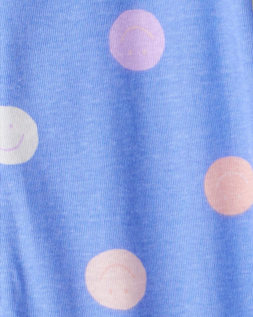 slide 2 of 2, Carter's Toddler Girl Smiley Face 100% Cotton Long-Sleeve Snug Fit 1-Piece Pajamas - Blue Blue 3T, 1 ct