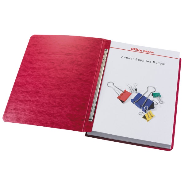 slide 1 of 1, Office Depot Brand Pressboard Report Covers With Fasteners, 50% Recycled, Executive Red, Pack Of 5, 5 ct