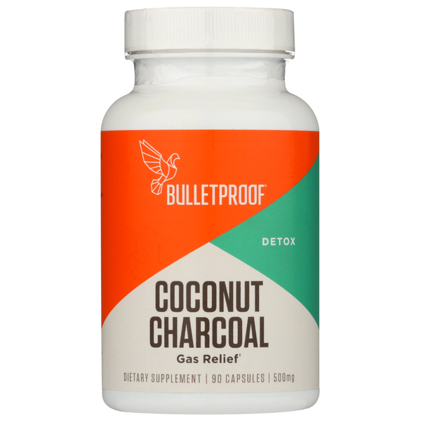 slide 1 of 1, Bulletproof Coconut Charcoal Gas Relief, 90 ct