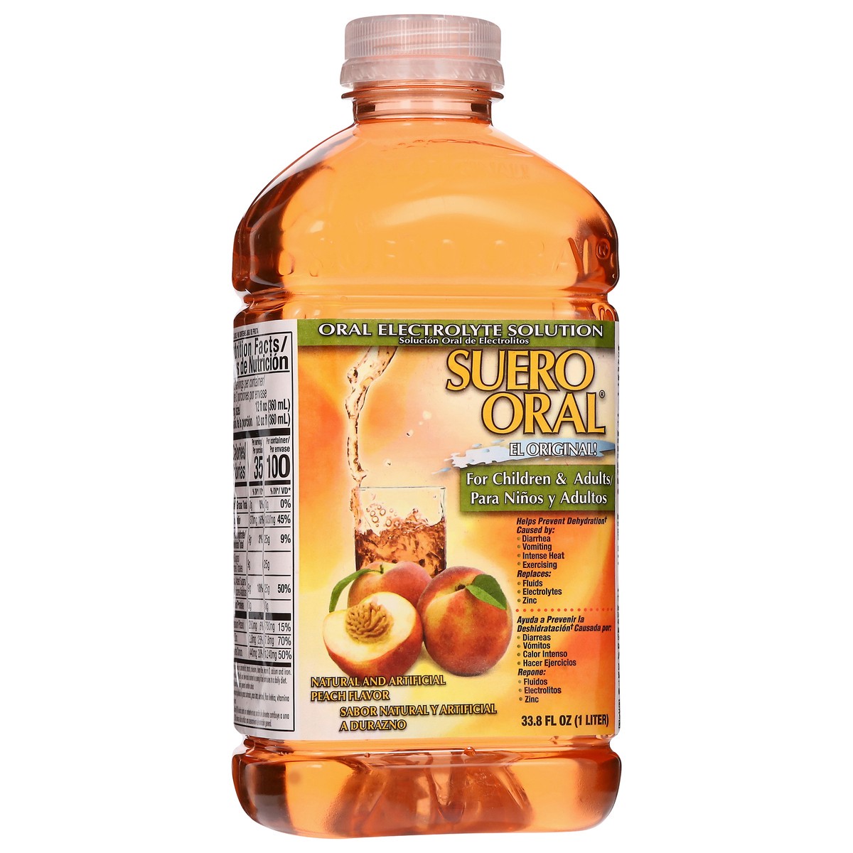 slide 10 of 13, Suero Oral Peach Flavor Oral Electrolyte Solution 33.8 fl oz, 33.8 fl oz