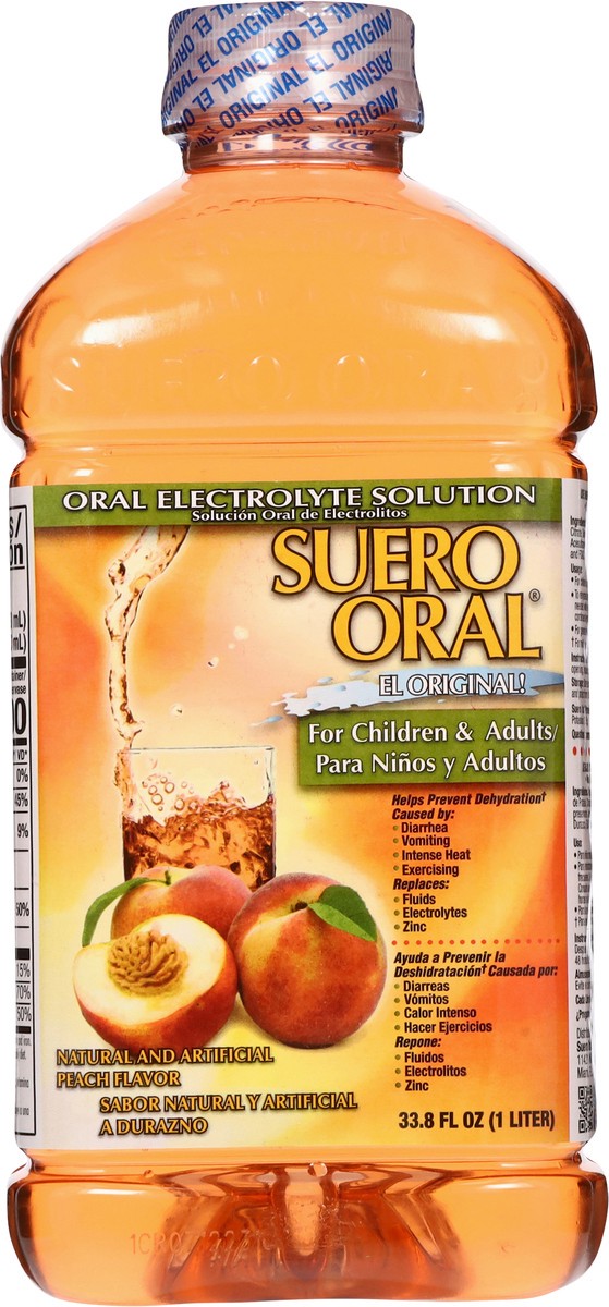 slide 3 of 13, Suero Oral Peach Flavor Oral Electrolyte Solution 33.8 fl oz, 33.8 fl oz