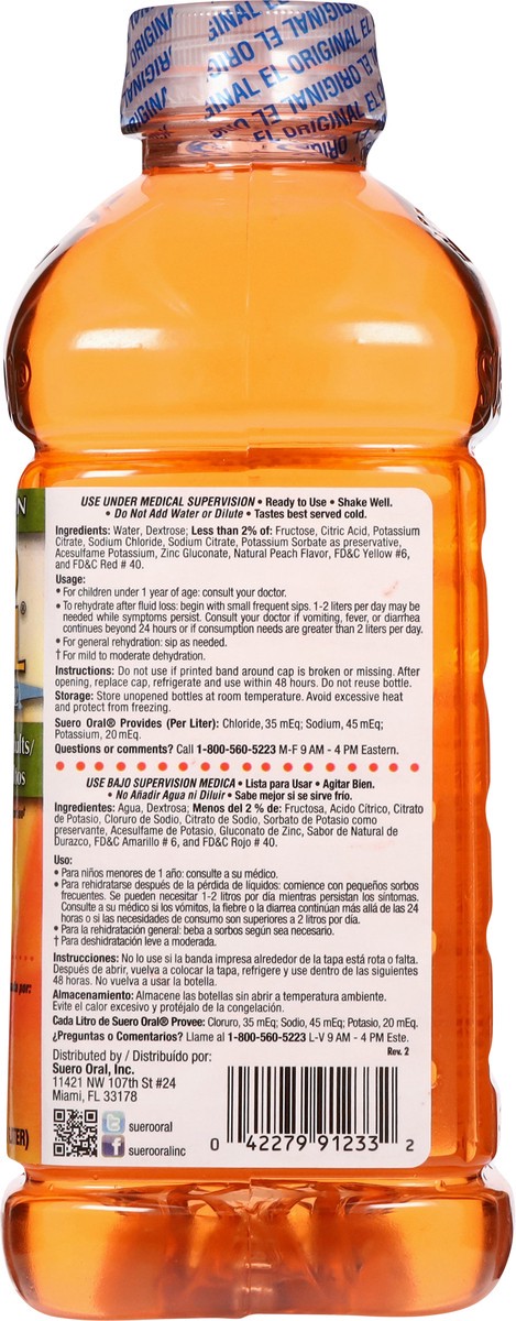 slide 8 of 13, Suero Oral Peach Flavor Oral Electrolyte Solution 33.8 fl oz, 33.8 fl oz