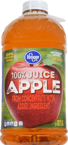 slide 1 of 1, Kroger 100% No Sugar Added Apple Juice, 128 fl oz