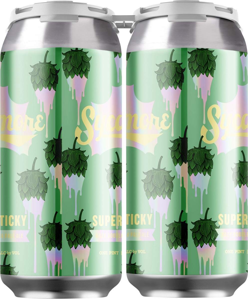 slide 6 of 6, Sycamore Hazy Double India Pale Ale Super Sticky Beer 4 - 1 pt Cans, 48 oz