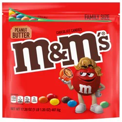 M&M's Peanut Butter Milk Chocolate Candy, Family Size, 17.2 oz Bag