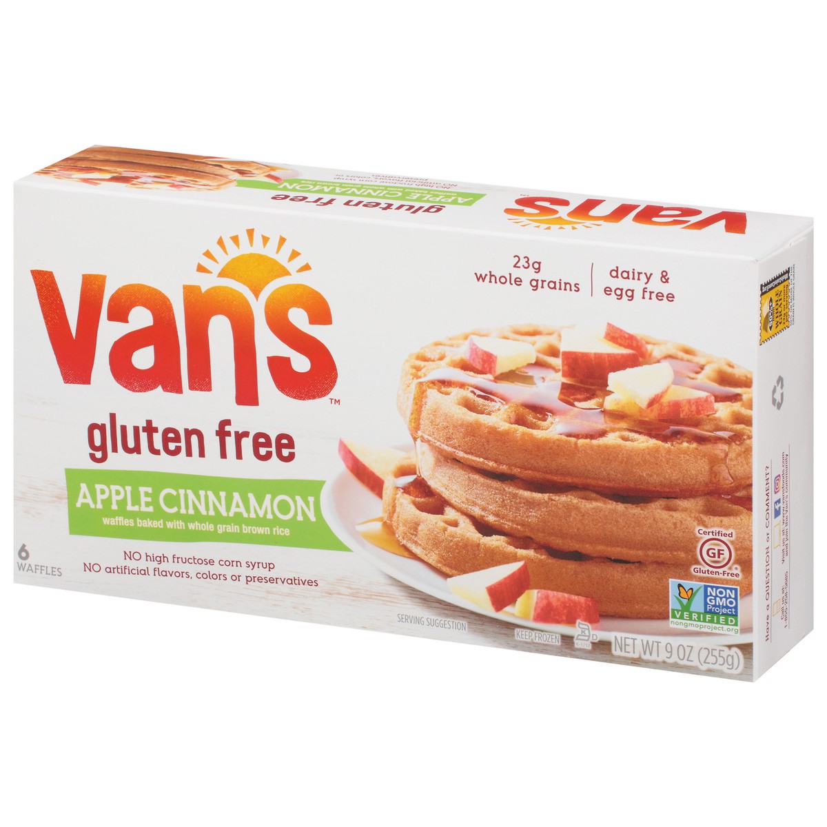 slide 6 of 11, Van's Frozen Waffle Gluten Free Apple Cinnamon 9oz, 6 ct