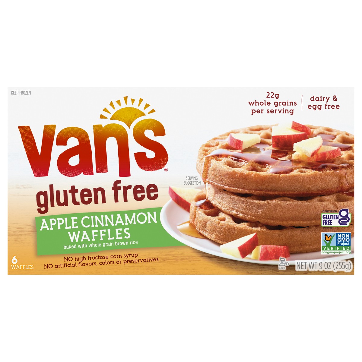 slide 1 of 11, Van's Frozen Waffle Gluten Free Apple Cinnamon 9oz, 6 ct