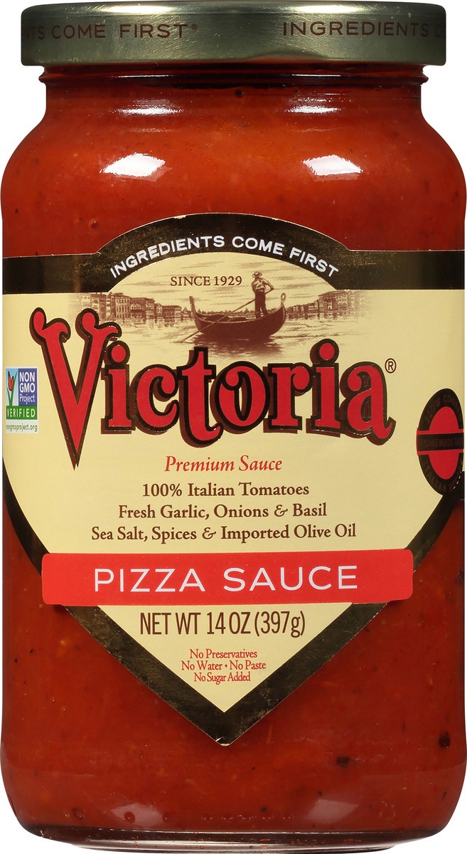 slide 7 of 8, Victoria Pizza Sauce, Premium, 14 oz