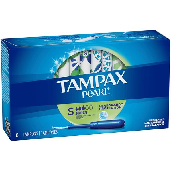 slide 1 of 1, Tampax Pearl Plastic, Super Absorbency, Unscented Tampons, 8 Count, 8 ct