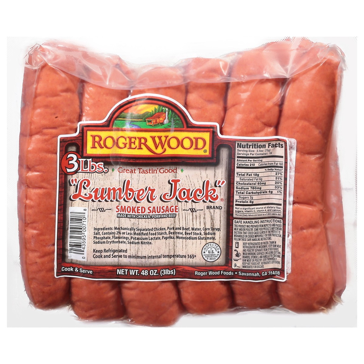 slide 10 of 13, Roger Wood Lumber Jack Smoked Sausage 48 oz, 48 oz
