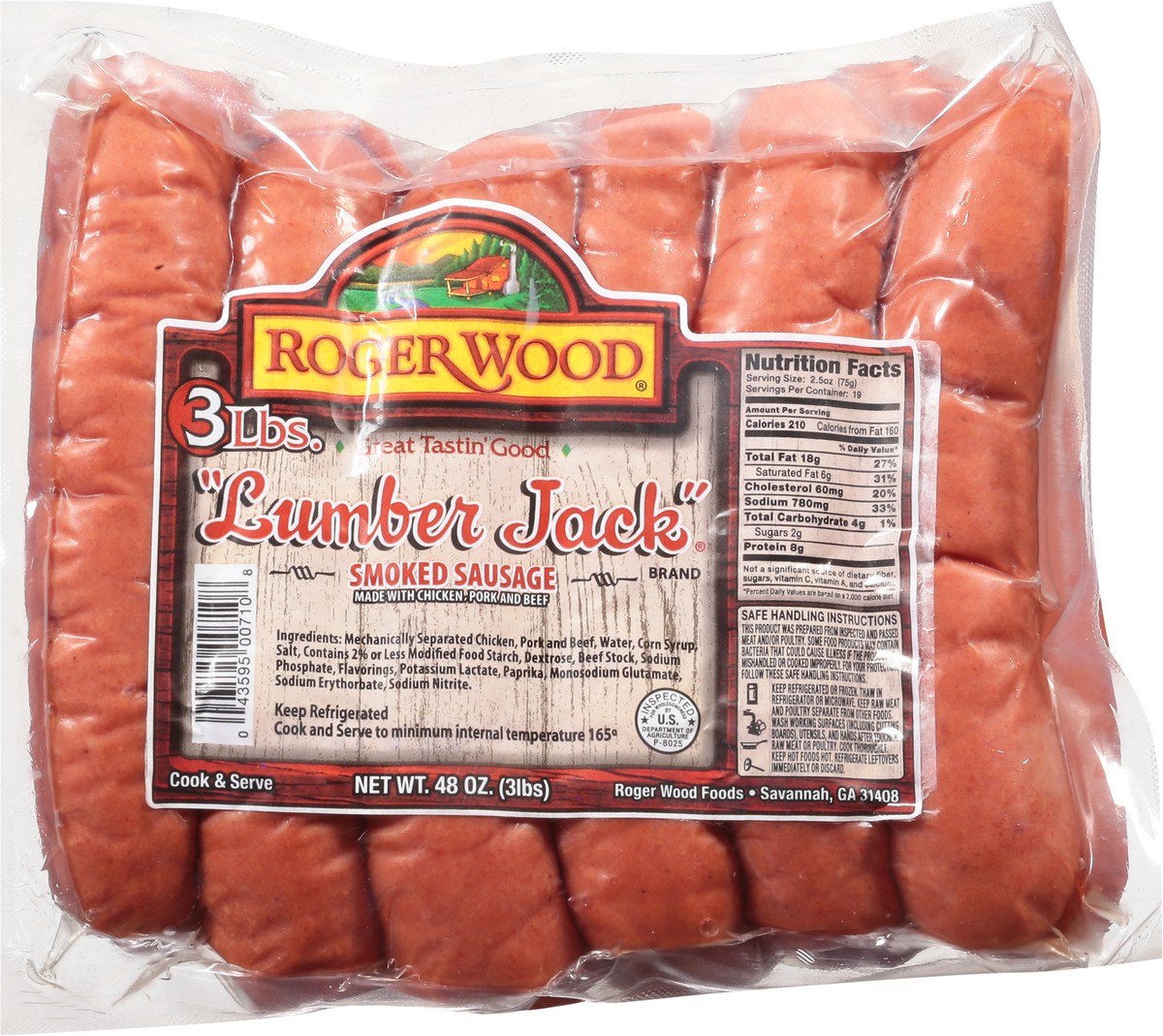 slide 12 of 13, Roger Wood Lumber Jack Smoked Sausage 48 oz, 48 oz