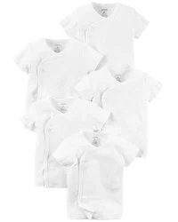 Carter's Baby 5-Pack Short-Sleeve Side-Snap Tees White 9M