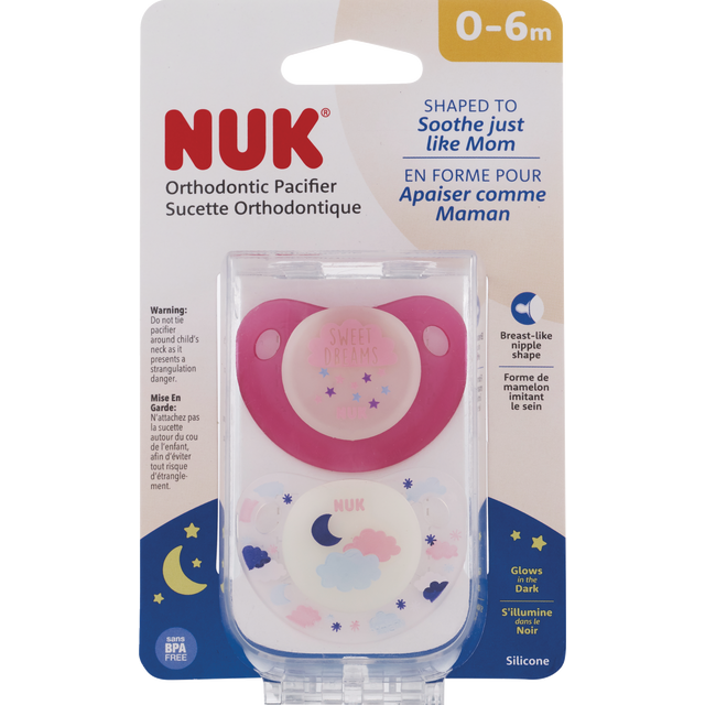 slide 1 of 1, Nuk Silicone Pacifier 0-6M 2Pk, 1 ct