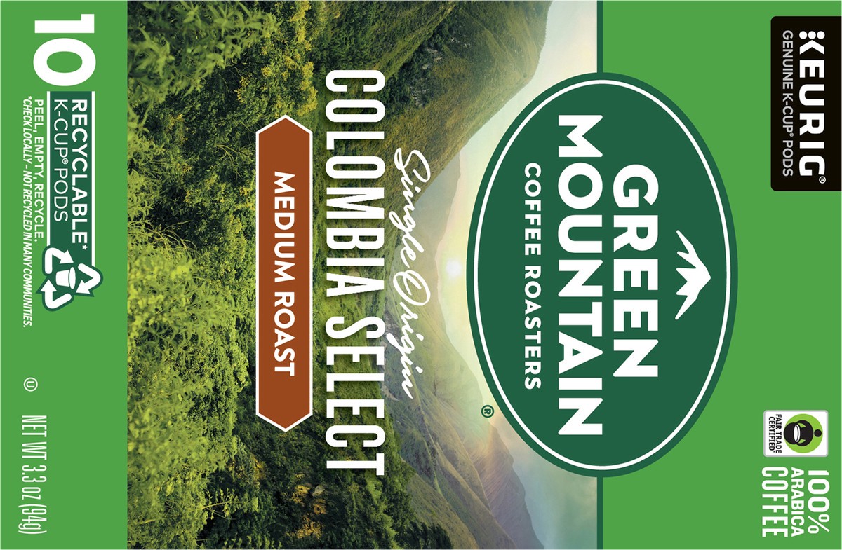 slide 6 of 10, Green Mountain Coffee Roasters Colombia Select Keurig Single-Serve K-Cup Pods, Medium Roast Coffee, 10 Count, 10 ct