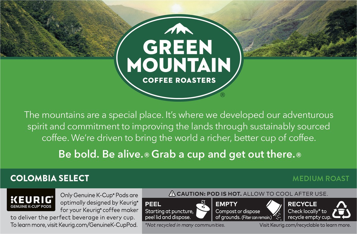 slide 8 of 10, Green Mountain Coffee Roasters Colombia Select Keurig Single-Serve K-Cup Pods, Medium Roast Coffee, 10 Count, 10 ct