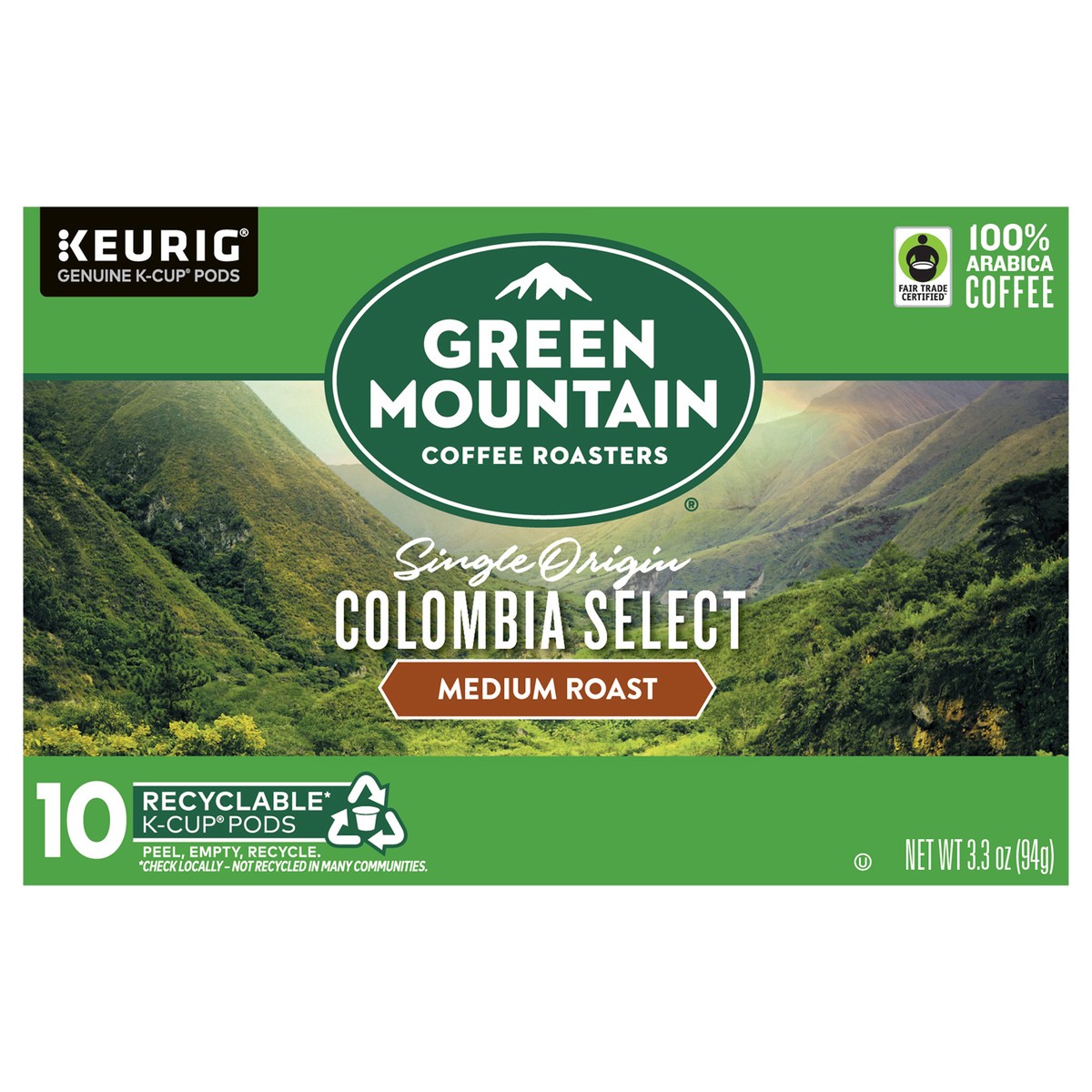 slide 1 of 10, Green Mountain Coffee Roasters Colombia Select Keurig Single-Serve K-Cup Pods, Medium Roast Coffee, 10 Count, 10 ct