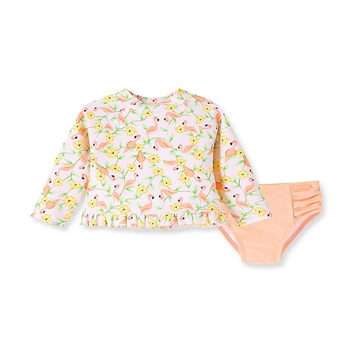 slide 1 of 2, Little Me RashGuard 3-6M Flamingo Rose/Apricot, 2 ct