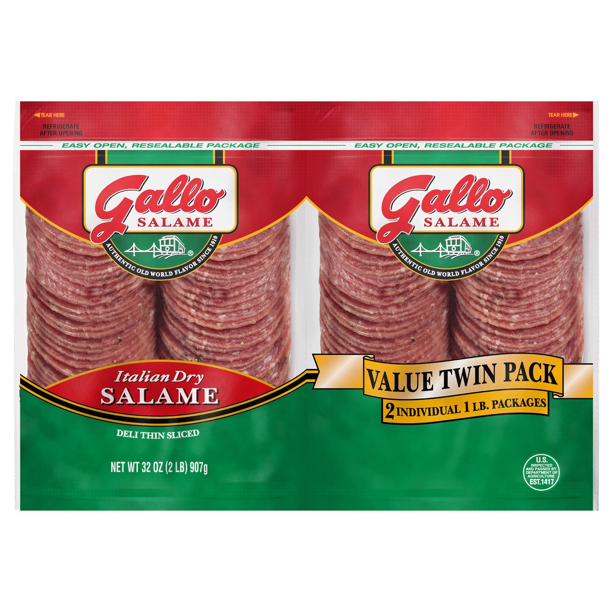 slide 1 of 3, Gallo Salame Deli Thin Sliced Italian Dry Salami, 32 oz., 907.18 g