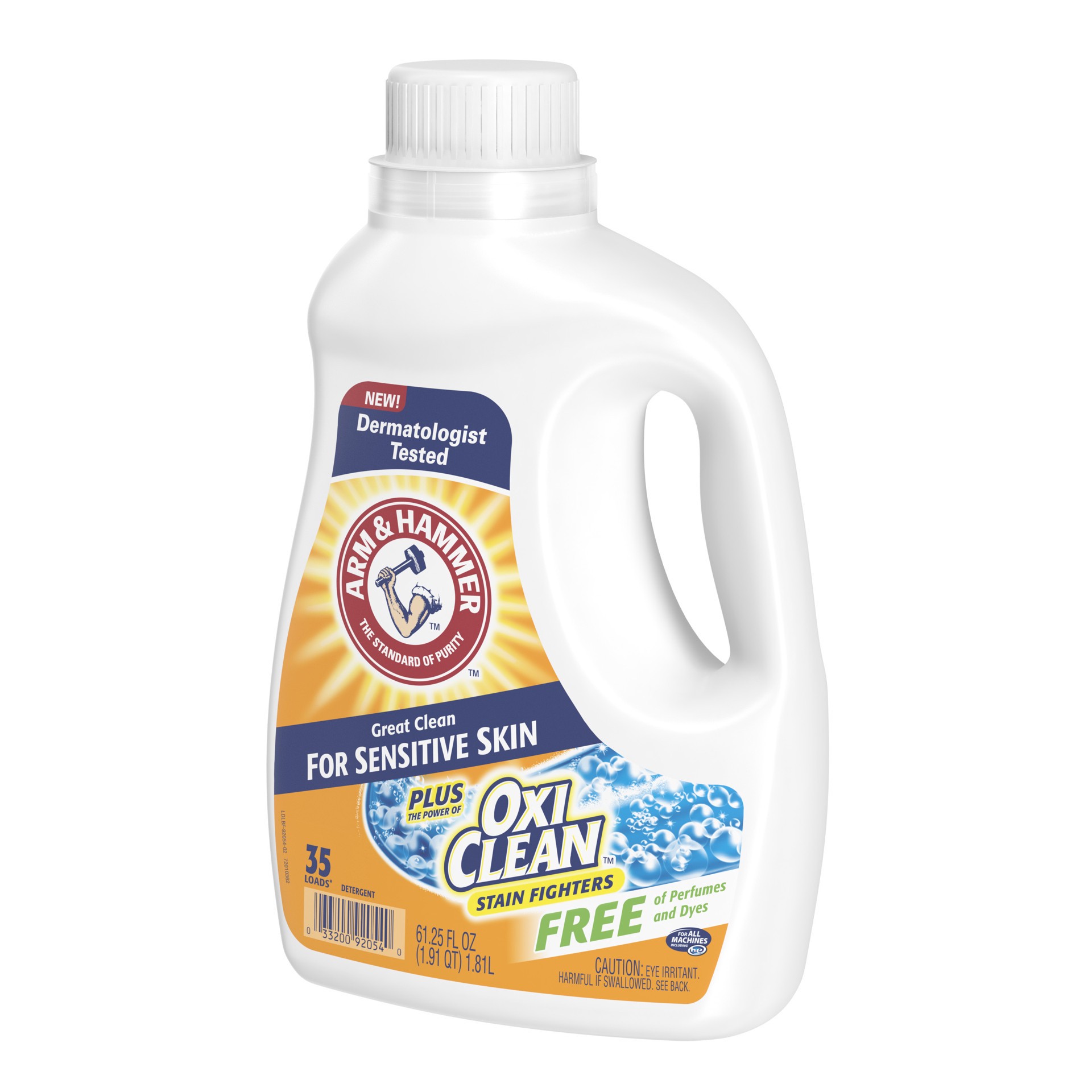 slide 5 of 5, Arm & Hammer Plus OxiClean Free & Clear Sensitive Skin, 35 Loads Liquid Laundry Detergent, 61.25 Fl oz, 61.25 fl oz