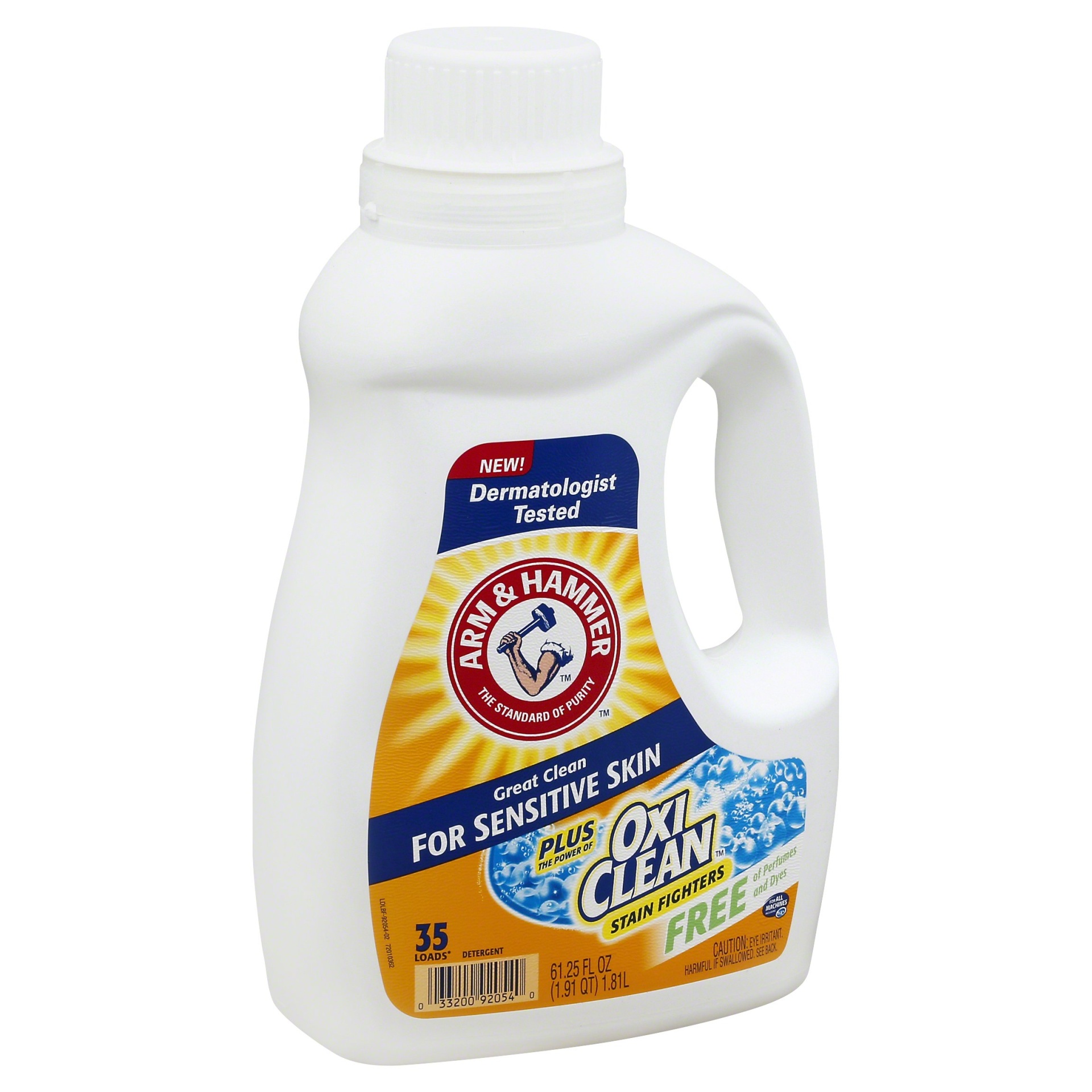 slide 1 of 4, ARM & HAMMER Oxiclean Stain Fighters Sensitive Skin 35 Loads Laundry Detergent, 61.25 fl oz