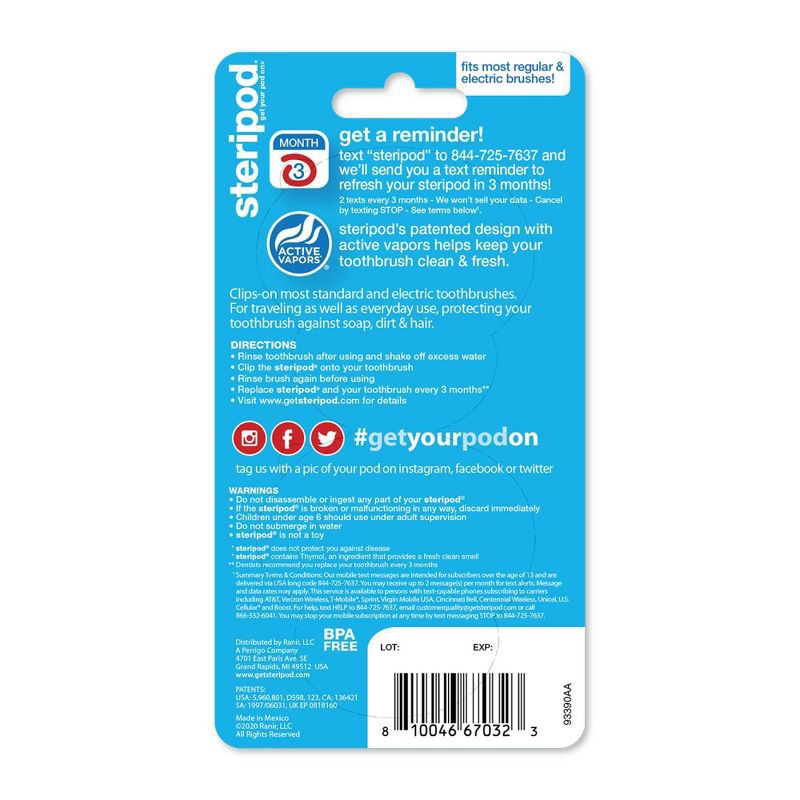 slide 2 of 6, Steripod Toothbrush Protec Cover - Trial Size - 2ct, 2 ct