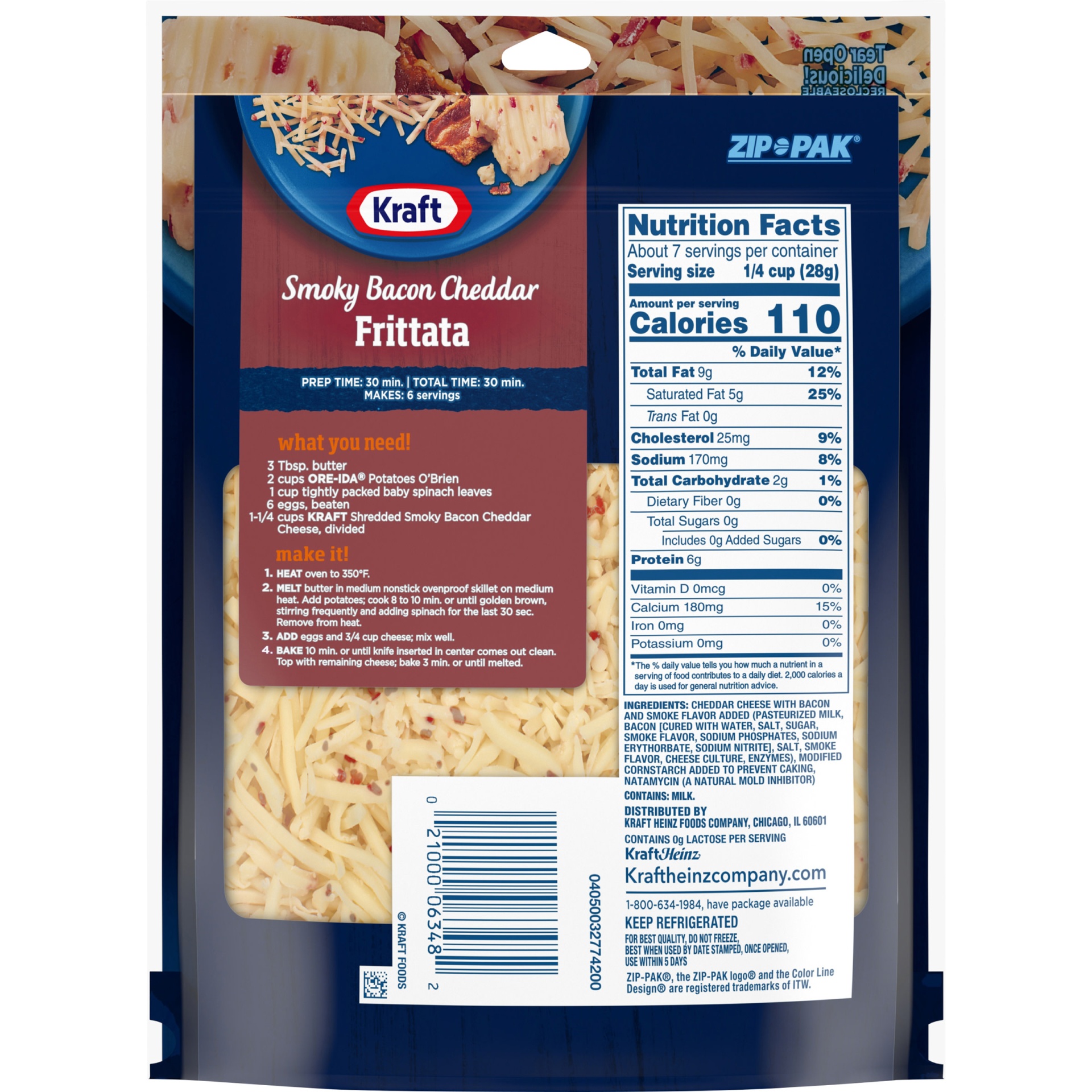 slide 2 of 2, Kraft Smoky Bacon Cheddar Shredded Cheese with Bacon & Smoke Flavor Added, 6.67 oz