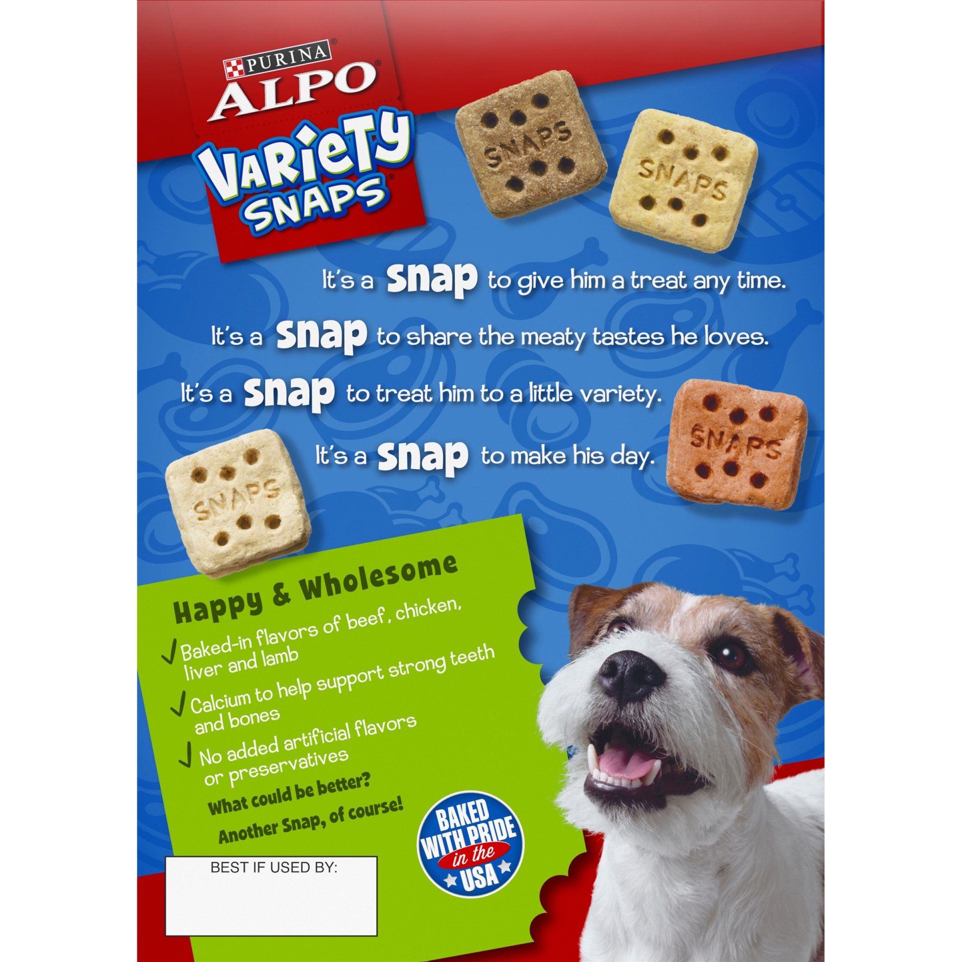 slide 6 of 8, Purina ALPO Variety Snaps Little Bites Dog Treats with Beef, Chicken, Liver & Lamb Flavors, 32 oz