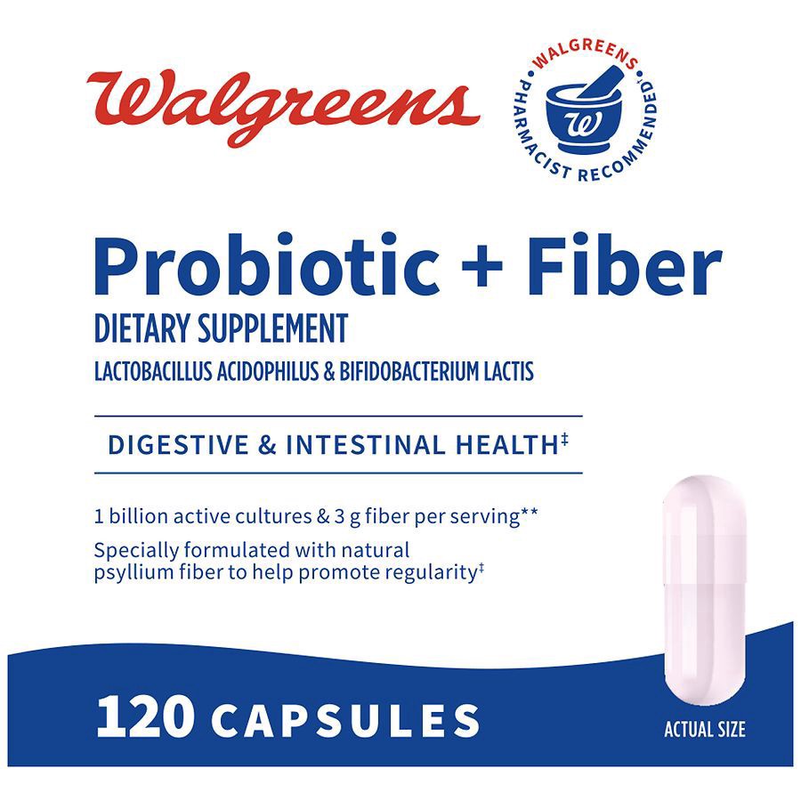 slide 2 of 5, Walgreens Probiotic + Fiber, 120 ct
