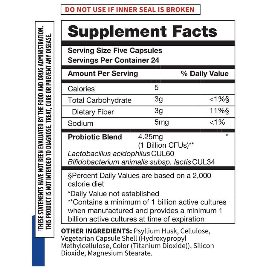 slide 4 of 5, Walgreens Probiotic + Fiber, 120 ct