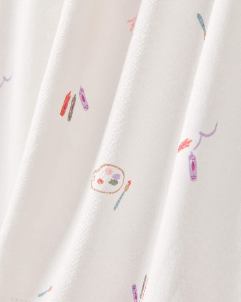 slide 3 of 3, Carter's Carters Girls Print PurelySoft Long-Sleeve 2-Piece Pajamas - Ivory Ivory 6, 2 pc