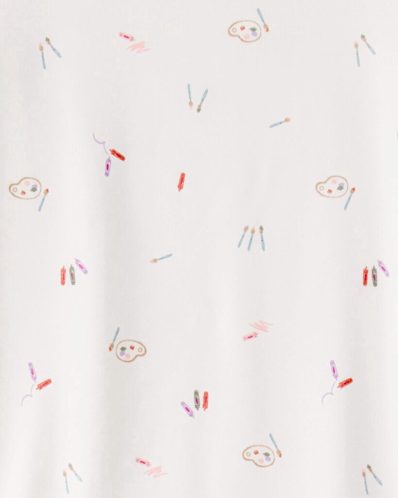 slide 2 of 3, Carter's Carters Girls Print PurelySoft Long-Sleeve 2-Piece Pajamas - Ivory Ivory 6, 2 pc