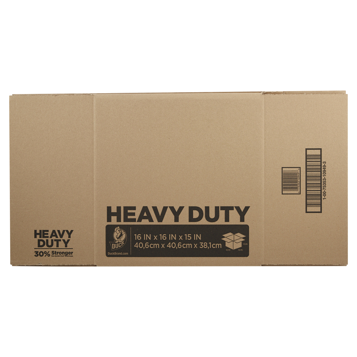 slide 1 of 1, Duck Heavy-Duty Moving/Storage Boxes 16" x 15" Brown, 1 ct