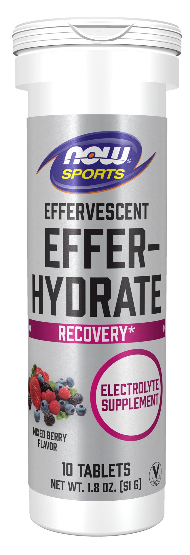 slide 1 of 5, NOW Sports Effer-Hydrate Effervescent Mixed Berry - 10 Tablets/Tube, 10 ct