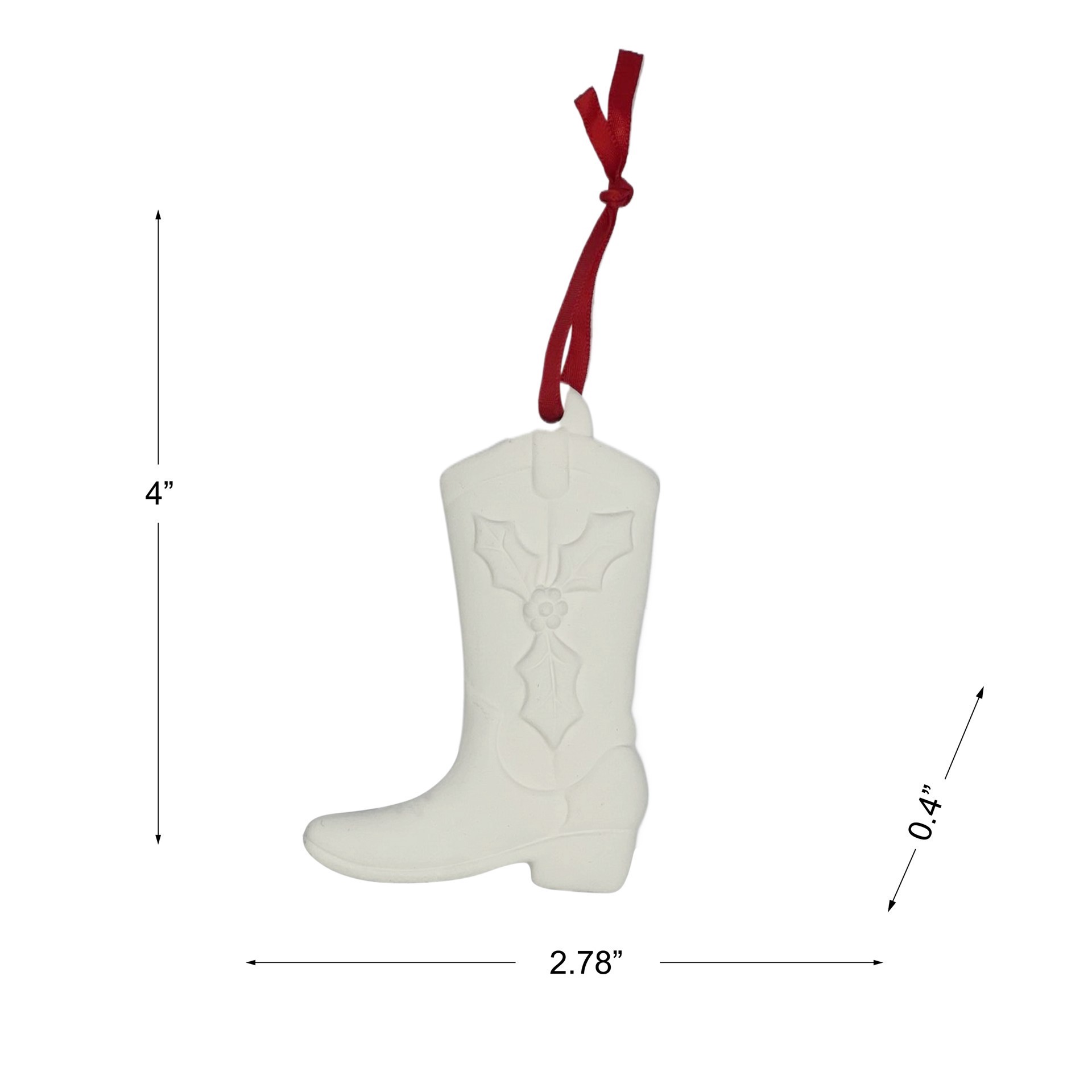 slide 4 of 4, 4" Diy Ceramic Cowboy Boot Ornament By Make Market, 2.78 in x 0.4 in x 4 in