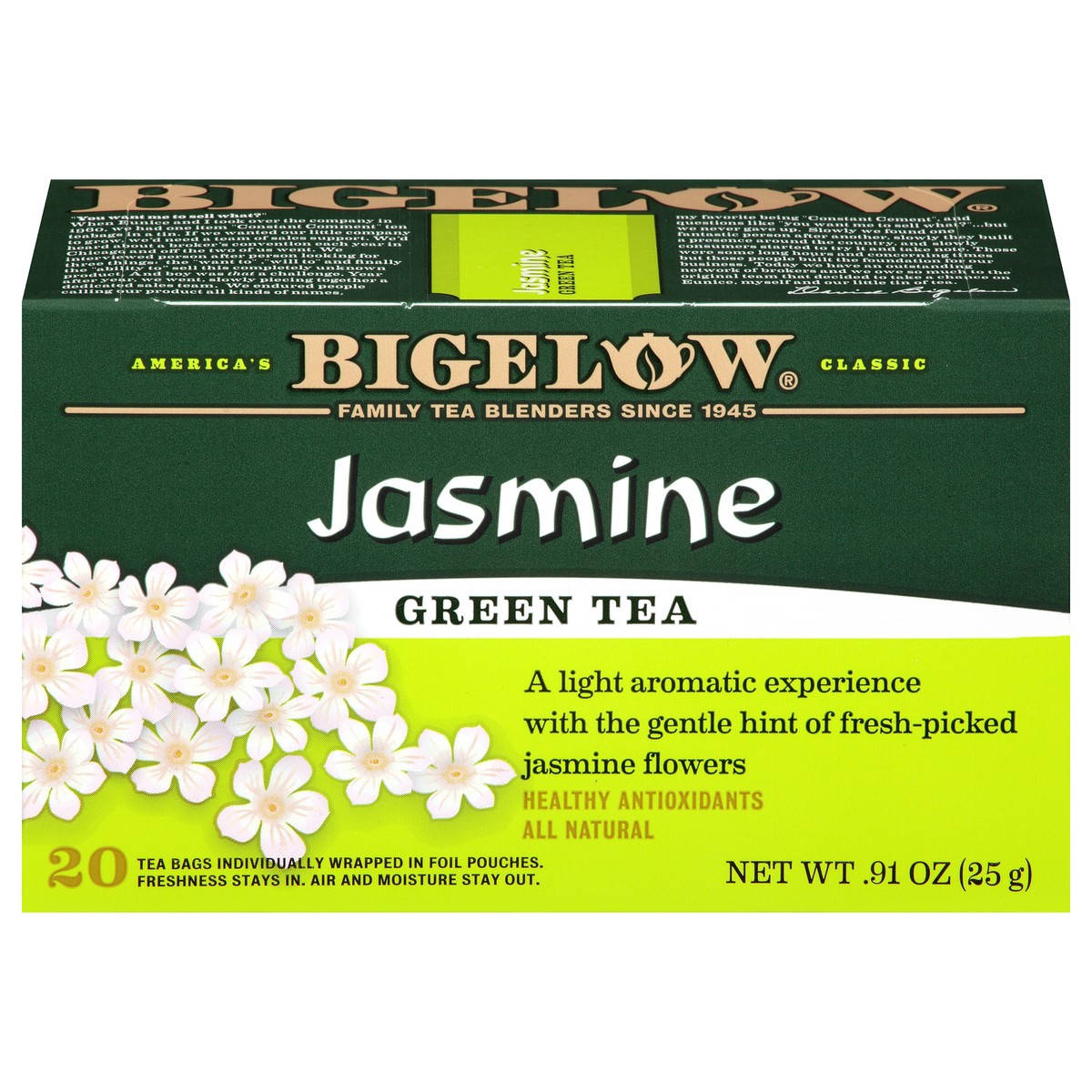 slide 1 of 10, Bigelow Green Jasmine Tea, 20 ct