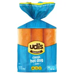 Udi''s Gluten Free Classic Hot Dog Buns, Frozen, 14.3 oz. 6-Count