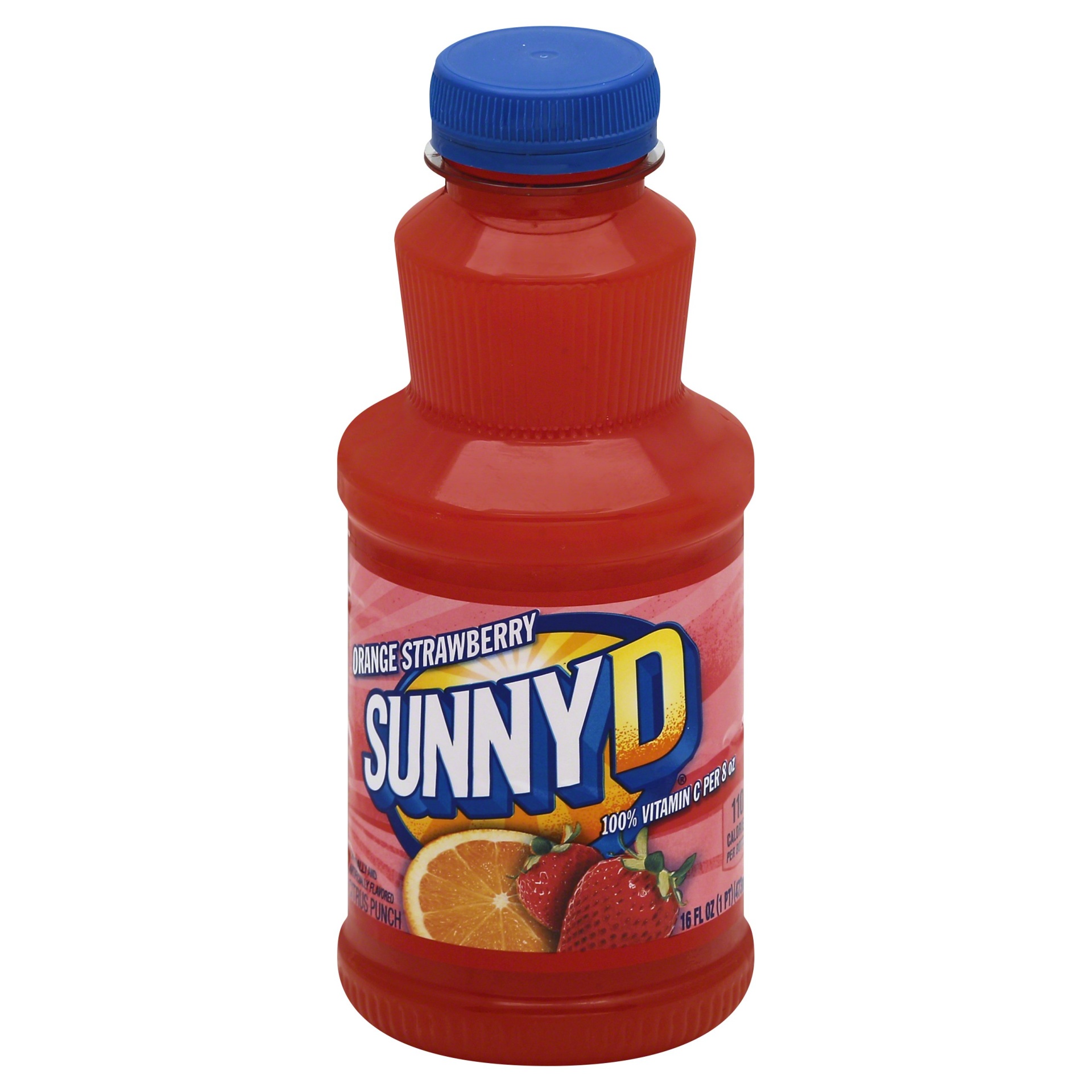 slide 1 of 1, Sunny D Orange Fused Strawberry Drink, 16 fl oz