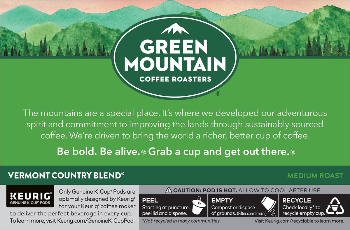 slide 8 of 10, Green Mountain Coffee Roasters Vermont Country Blend Keurig Single-Serve K-Cup Pods, Medium Roast Coffee, 10 Count, 10 ct