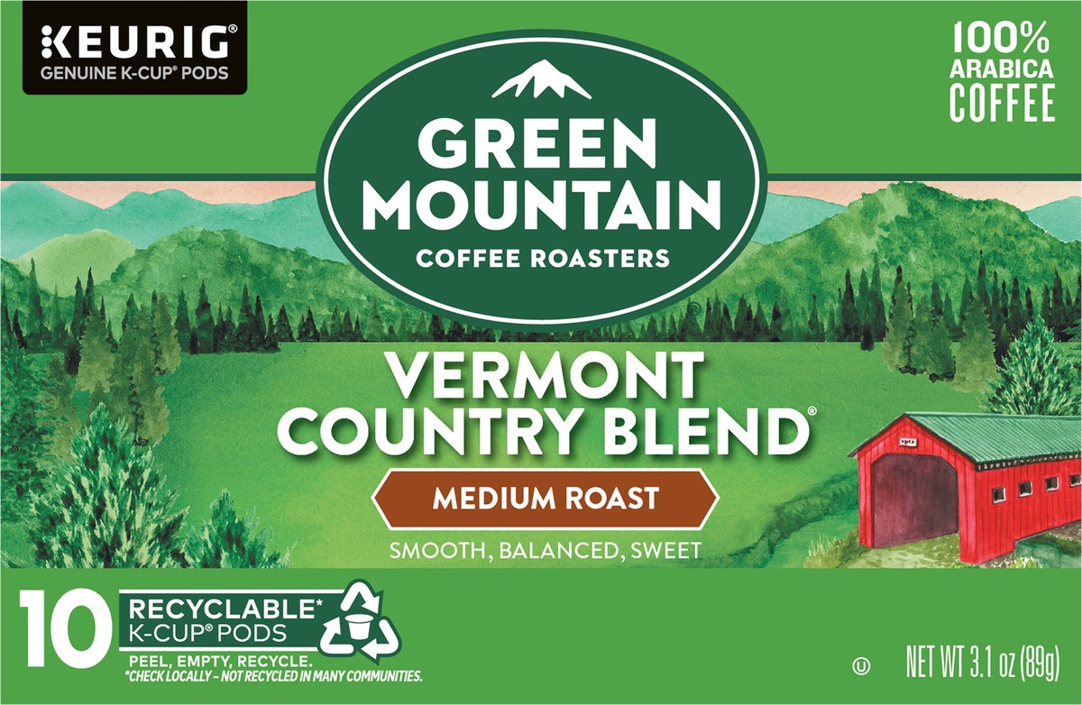 slide 6 of 10, Green Mountain Coffee Roasters Vermont Country Blend Keurig Single-Serve K-Cup Pods, Medium Roast Coffee, 10 Count, 10 ct