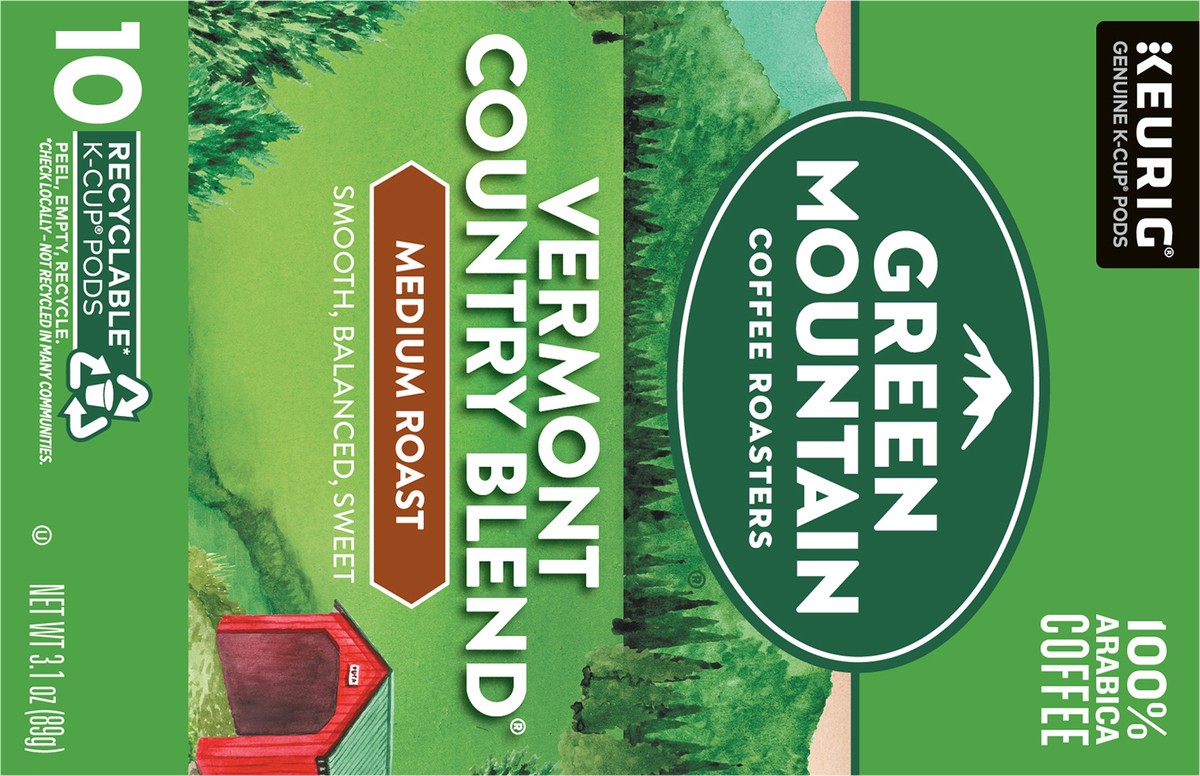 slide 9 of 10, Green Mountain Coffee Roasters Vermont Country Blend Keurig Single-Serve K-Cup Pods, Medium Roast Coffee, 10 Count, 10 ct