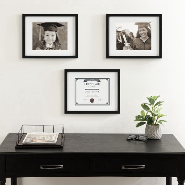slide 2 of 2, Uniek Gallery Photo/Document Picture Frames, 12 1/4"" X 15 1/4"" With Mat, Black, Set Of 3 Picture Frames, 1 ct